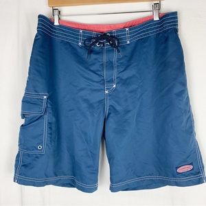 Vineyard Vines Swim Trunks Board Shorts Blue Pockets Zip Surfboard Logo sz 36